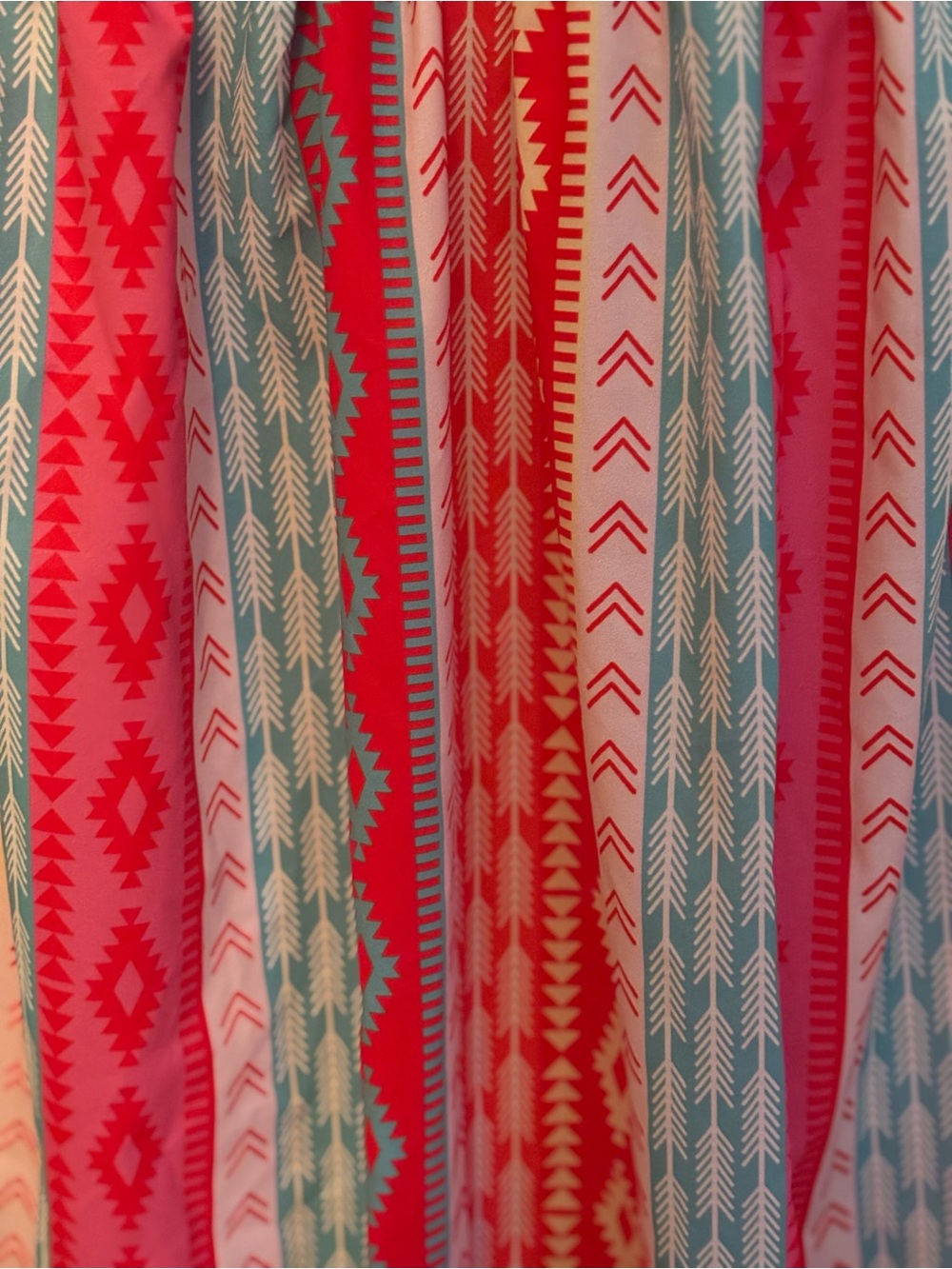 POPVIL Boho Tie Back Midi Dress Red Teal Aztec Print NWT sz L - Picture 3 of 4